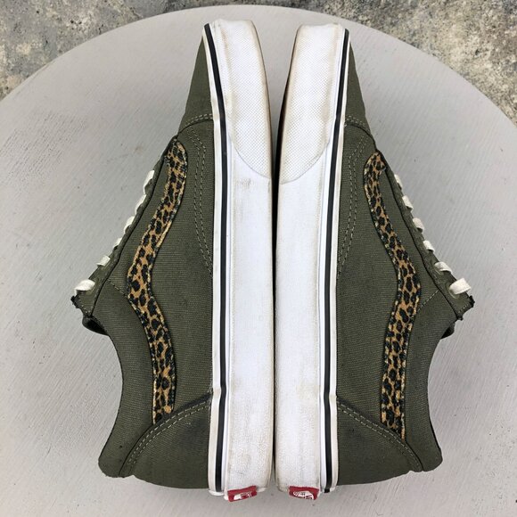 Vans Unisex Size 7M 8.5W Old Skool Green Leopard Lace-Up Skate Sneakers Shoes - Picture 8 of 12